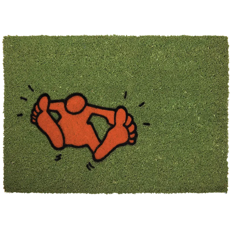 Stergator intrare Zerbino, model modern cu imprimeu amuzant, 100% fibra de nuca de cocos pe suport PVC, verde, 40 x 60 cm