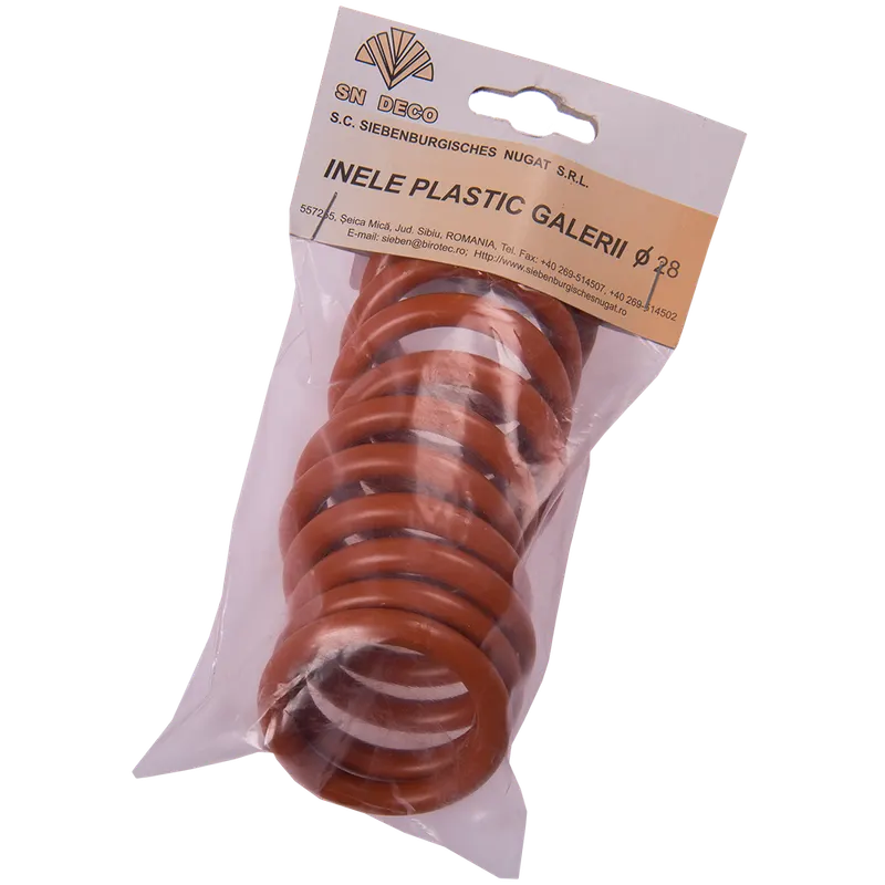Inele galerie din PVC, cires, pentru diametru de 28 mm, 10 buc