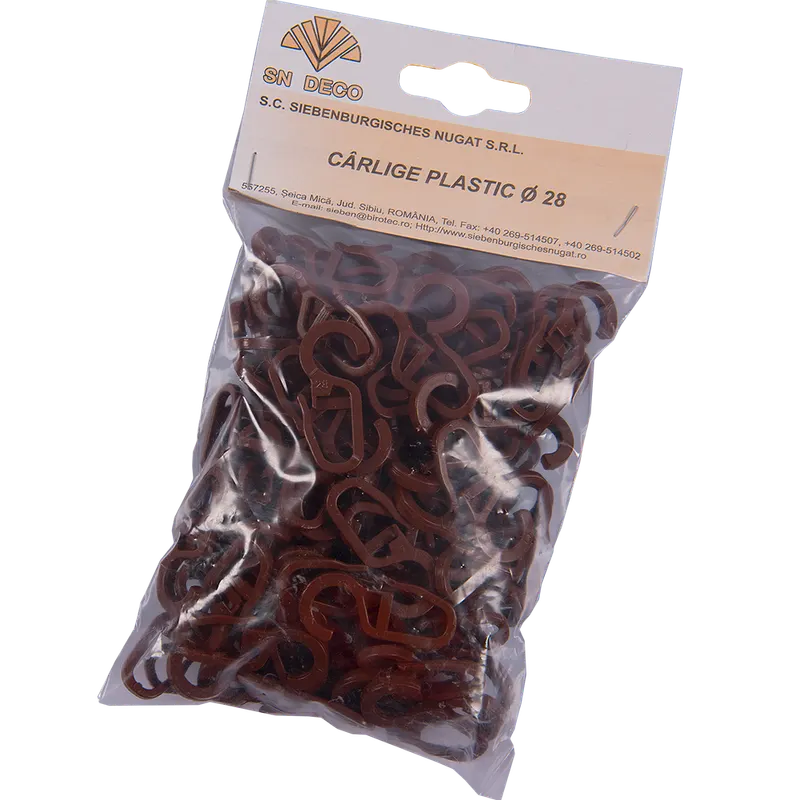 Carlig pentru inele galerie, maro, set 100 buc