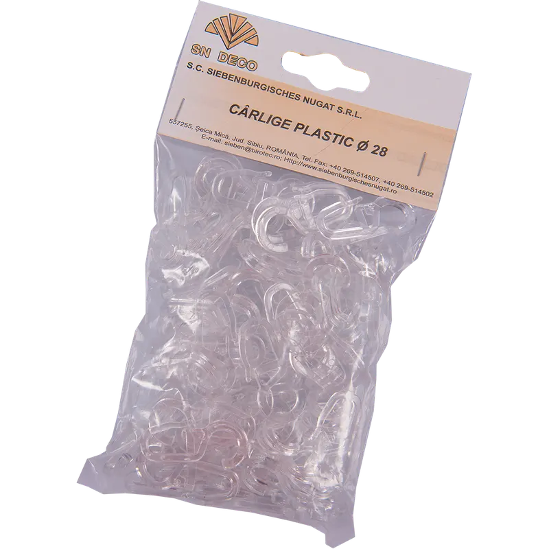 Carlig pentru inele galerie, transparent, set 100 buc