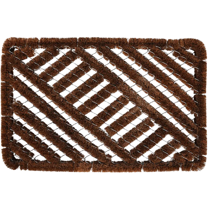 Stergator intrare dreptunghiular Cocofer, model cu cavitati, fibra de nuca de cocos, maro, 40 x 60 cm