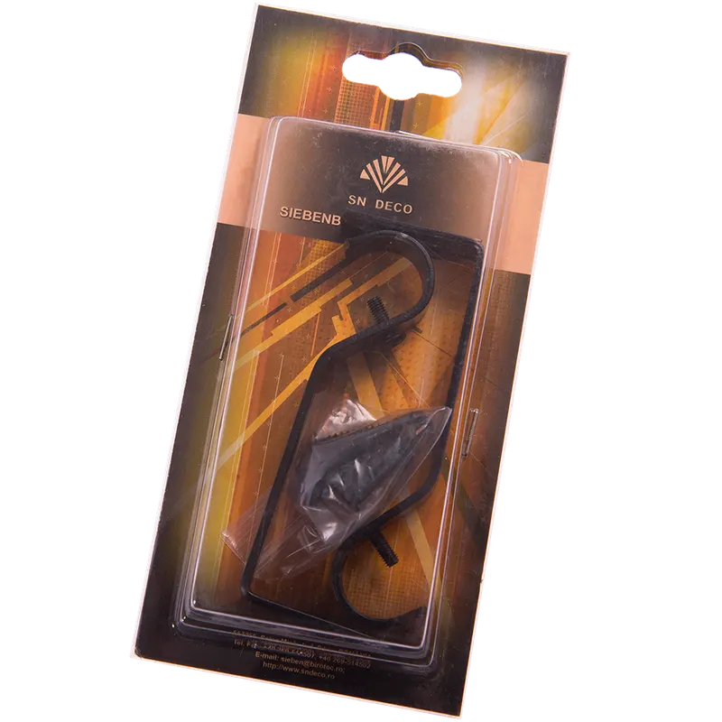 Console galerie din metal forjat, simpla negru, 20 mm, 2 buc