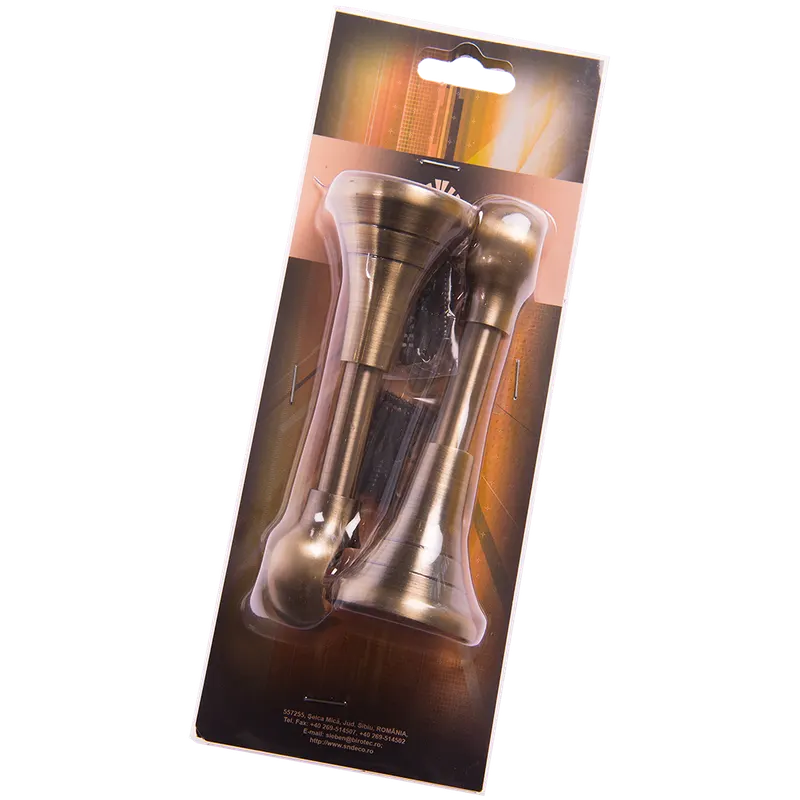 Consola galerie fier forjat, cu suport, deschisa, 20 mm, auriu antic, set 2 buc