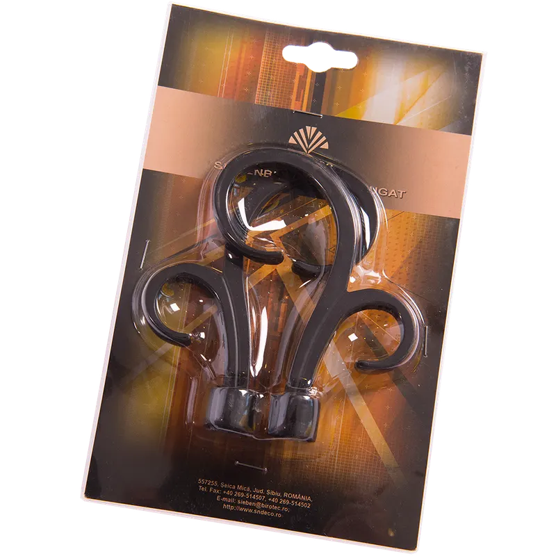 Set 2 capete pentru galerie metal forjat crenguta negru, diametru 16 mm