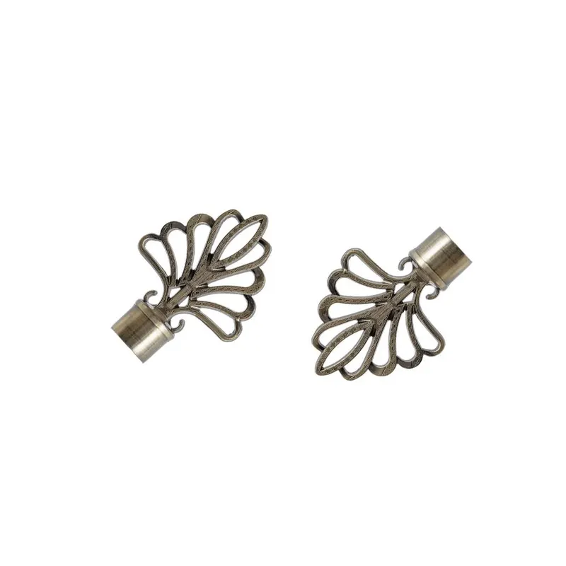 Set 2 capete pentru galerie metal forjat evantai bronz antic, diametru 16 mm