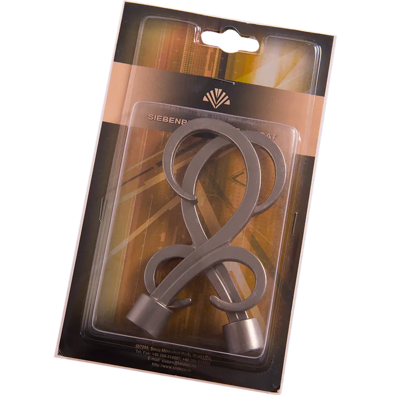 Set 2 capete pentru galerie metal forjat crenguta inox, diametru 16 mm