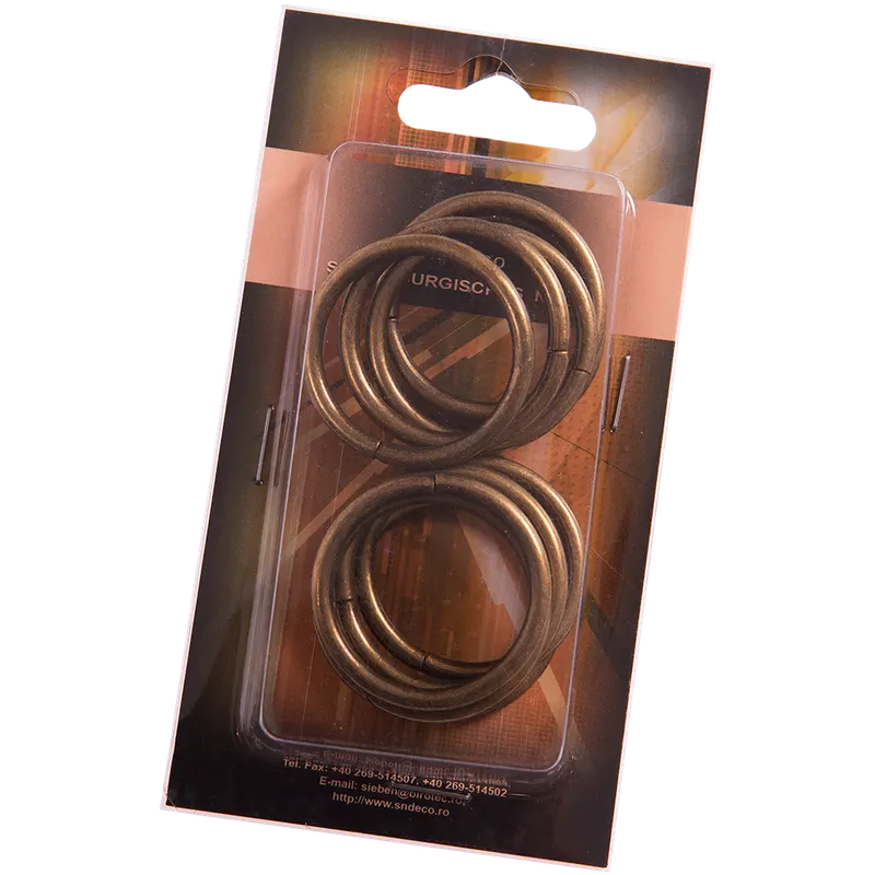 Inele galerie din metal forjat, auriu antic, D 20 mm, 10 buc
