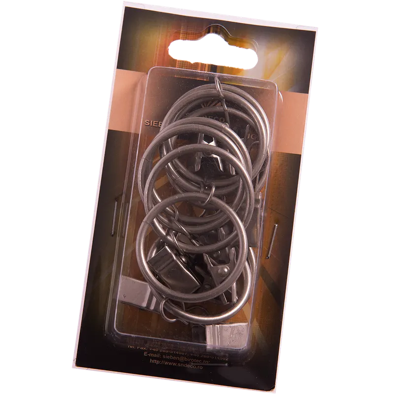 Inel galerie, 20 mm + clema, metal forjat - inox, set 10 buc