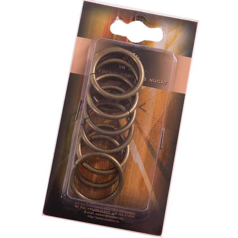 Inele galerie din metal forjat, auriu antic, pentru diametru de 16 mm, 10 buc