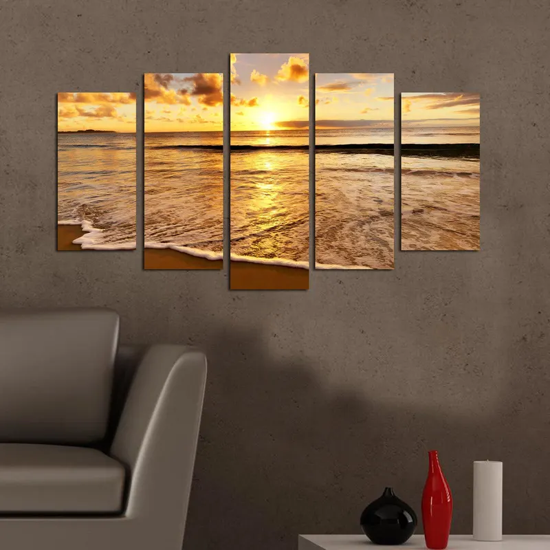 Tablou MDF ( 5 buc ) Mykonos, Multicolor, 60x110 cm - Multicolor