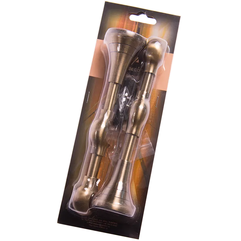 Consola galerie Sndeco, fier forjat, dubla, cu suport, deschisa, 20 mm, auriu antic, set 2 buc