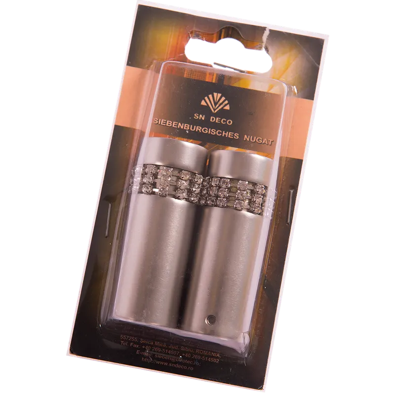 Set 2 capete pentru galerie metal forjat tub briliant inox, diametru 20 mm