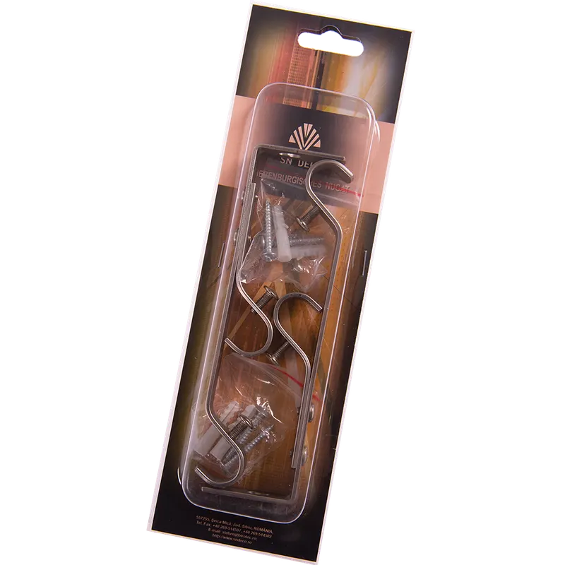 Consola galerie fier forjat, dubla, cu suport inox 16 mm, set 2 buc