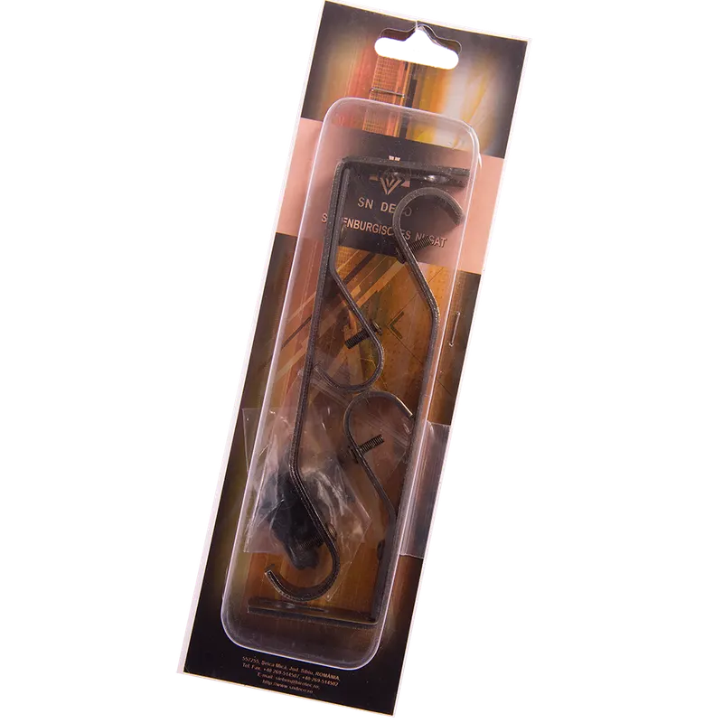 Consola galerie fier forjat, dubla, cu suport, deschisa, 20 mm, auriu antic, set 2 buc