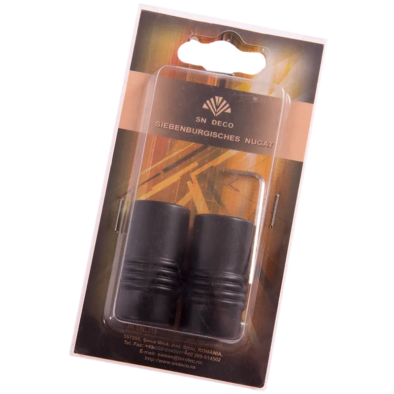 Set 2 capete pentru galerie metal forjat, Celtex, negru, diametru 16 mm