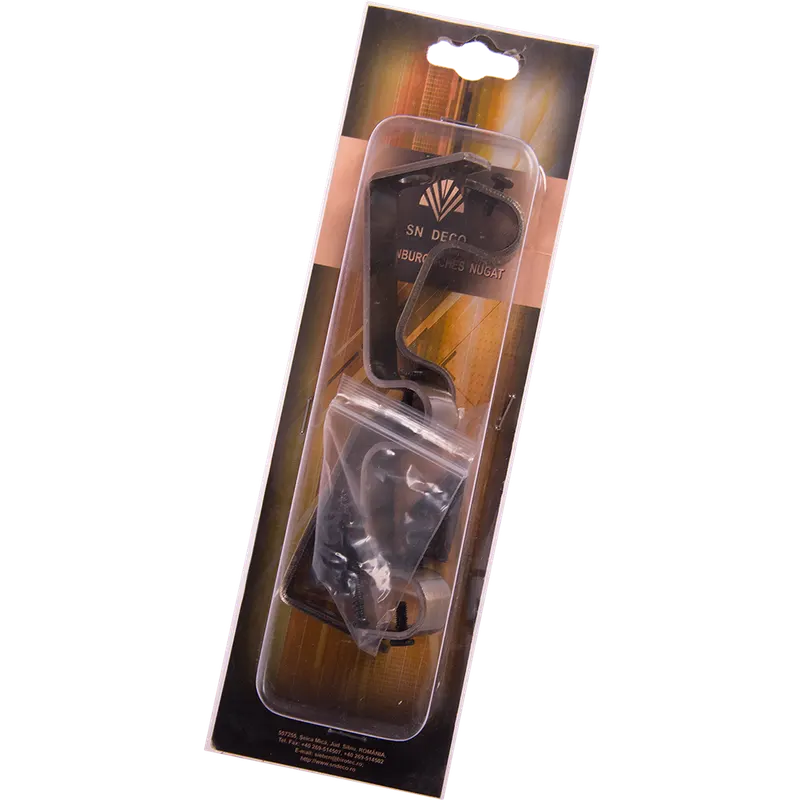 Consola galerie fier forjat Sndeco, dubla, cu suport, deschisa, 20 mm, inox, set 2 buc