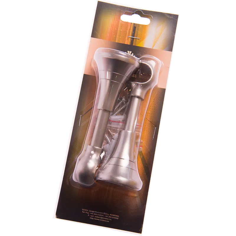 Consola galerie fier forjat, cu suport, deschisa, 20 mm, inox, set 2 buc