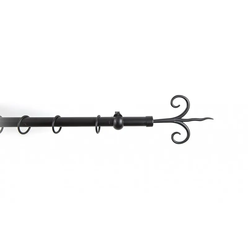 Galerie fier forjat cu capat copac, diametru 20 mm, negru, 200 cm