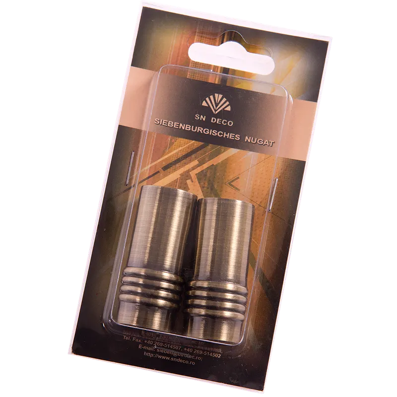 Set 2 capete pentru galerie metal forjat, Celtex, auriu antic, diametru 16 mm