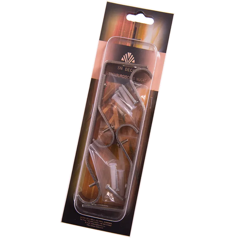 Consola galerie fier forjat, dubla, auriu antic, 16 mm, set 2 buc