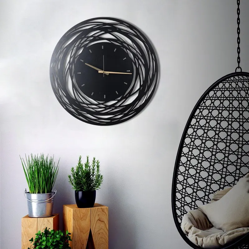 Ceas de perete Timeless Zone, Negru, 50x50 cm - Negru