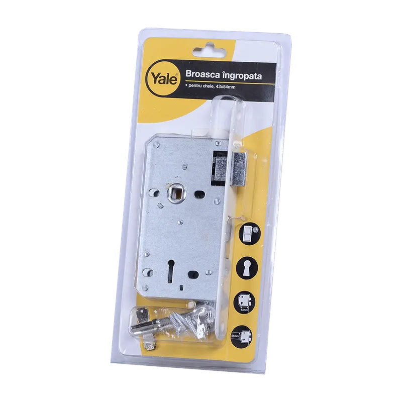 Broasca ingropata cu cheie, Yale, otel, alb, 43 x 54 mm