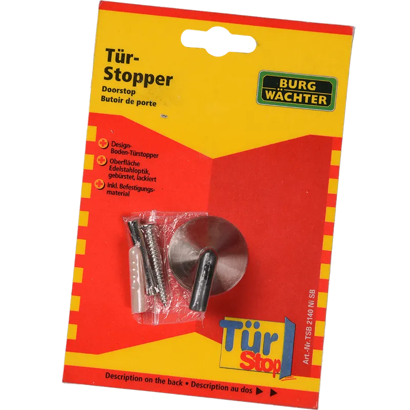 Opritor pentru usa Burg Wachter cu fixare pe podea, otel inoxidabil, D45 mm, H 26 mm