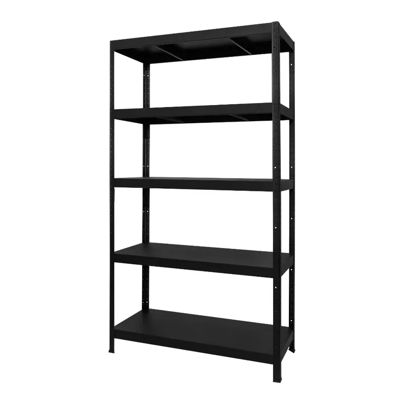 Raft metalic cu 5 polite din metal Drumy, negru, 90 kg/polita, 180 x 90 x 40 cm