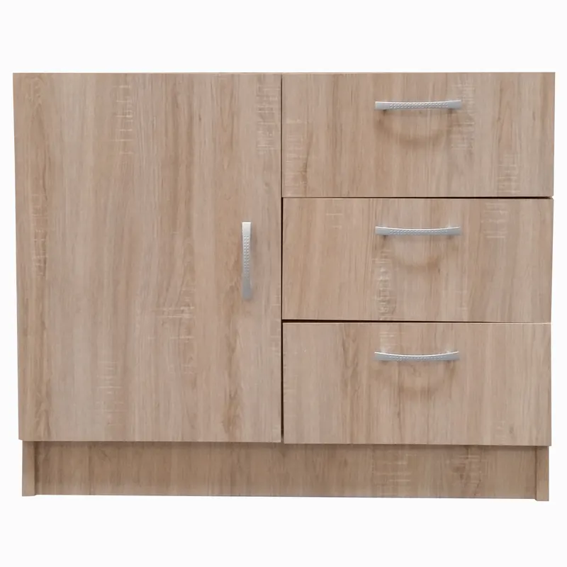 Comoda pal melaminat, sonoma, 3 sertare si 1 usa, 80 x 70 x 45 cm