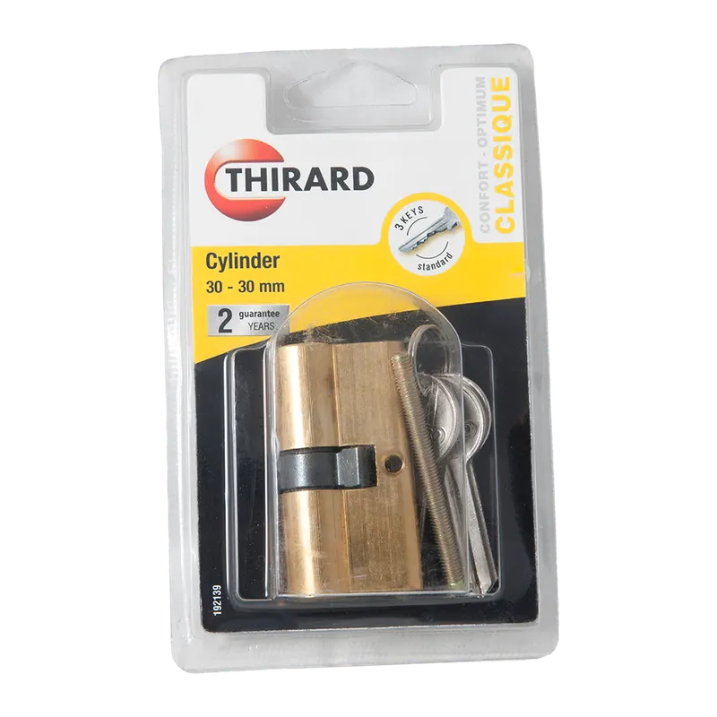 Cilindru de siguranta cu 5 pini, Thirard SA Series, alama nichelata, 30 x 30 mm, 3 chei