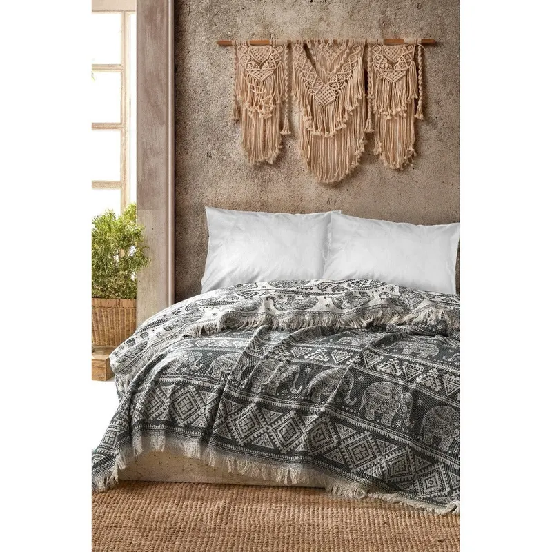 Cuvertură de pat double, Antracit, 240x220 cm - Gri