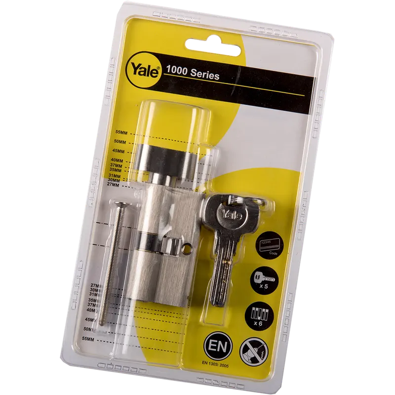 Cilindru cu buton, Yale, alama, 30 x 30 mm, 5 chei amprentate