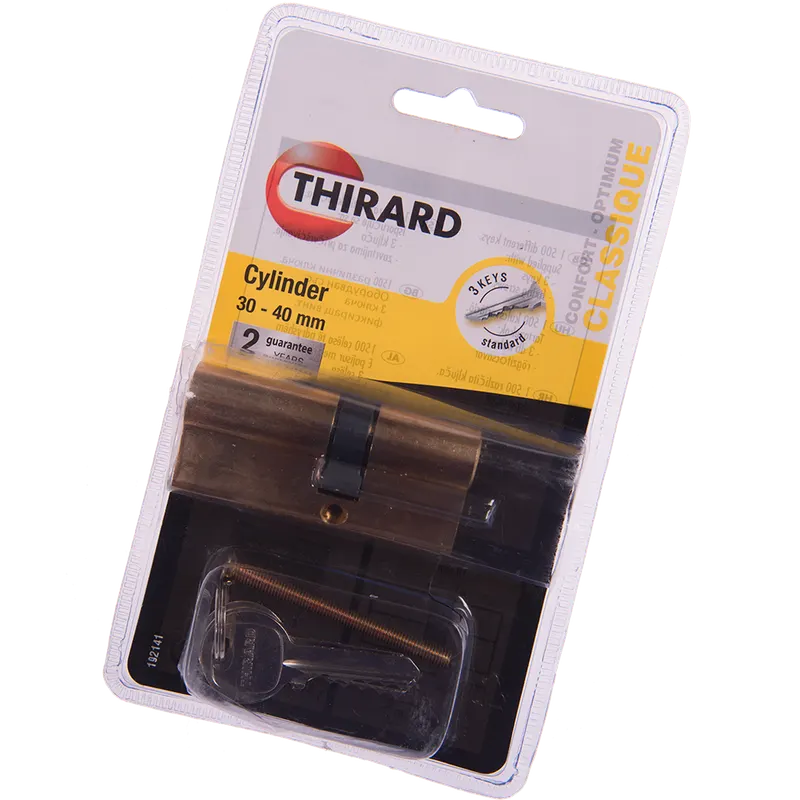 Cilindru de siguranta cu 5 pini, Thirard SA Series, alama, 30 x 40 mm, 3 chei