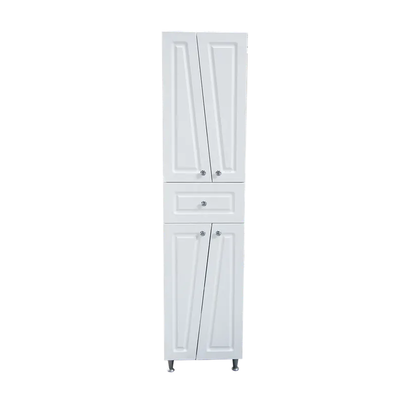 Dulap baie Sanitop Victoria , montaj pe sol, 4 usi, 1 sertar, pal + MDF, alb, 32.6 x 170 x 40 cm