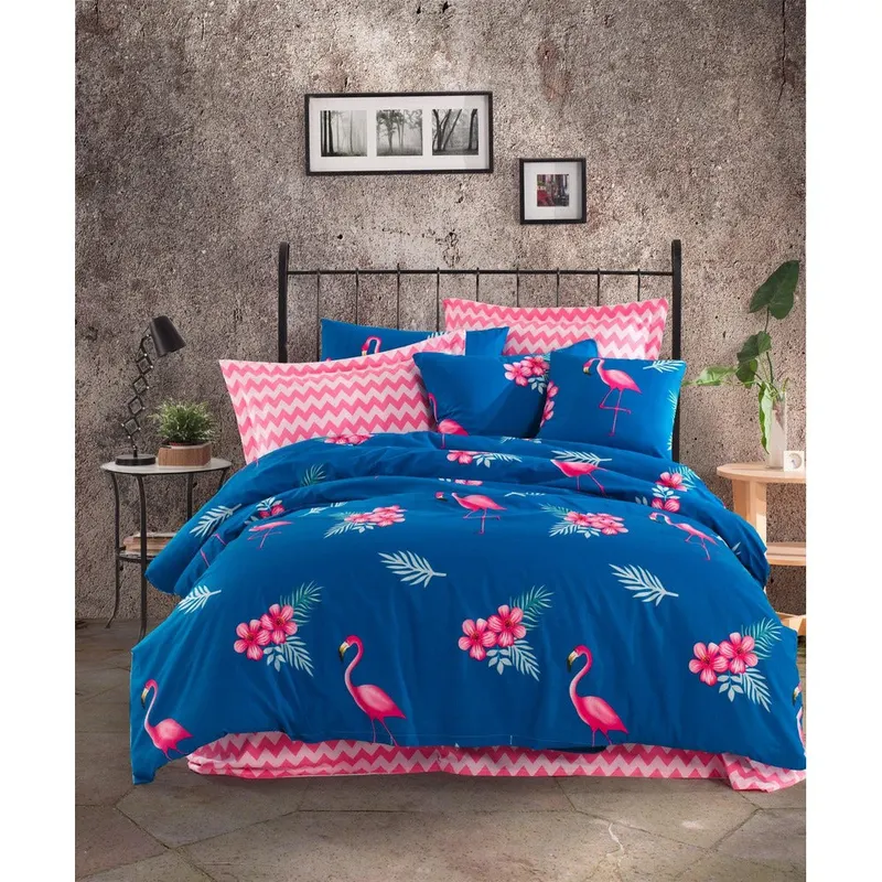 Set Lenjerie de pat double, Sax, Blue, 220x200 cm - Albastru