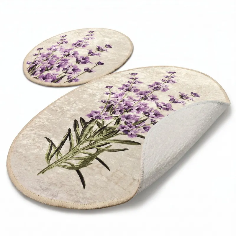 Set Covor de baie 2 bucati Lavanda, Multicolor, 100x60 cm - Mov