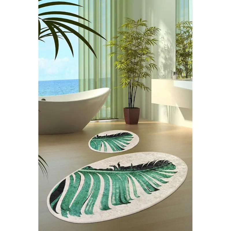 Set Covor de baie (2 bucăți), Verde, 50x60 cm - Verde
