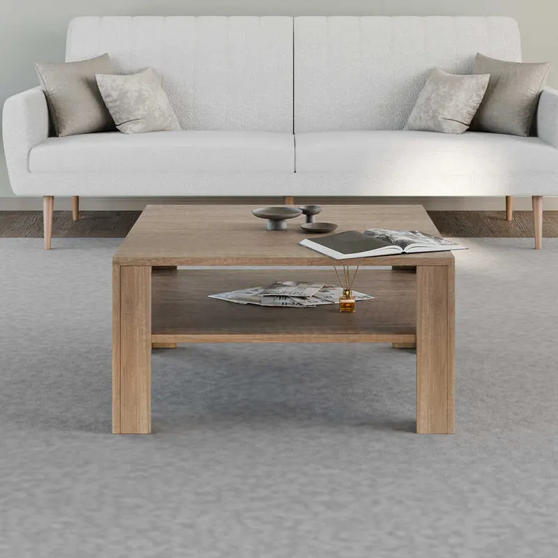 Masuta Cafea SHP-690-DD-1 Home Collection® New Jersey cu Raft, 90x42x90 cm - Natur