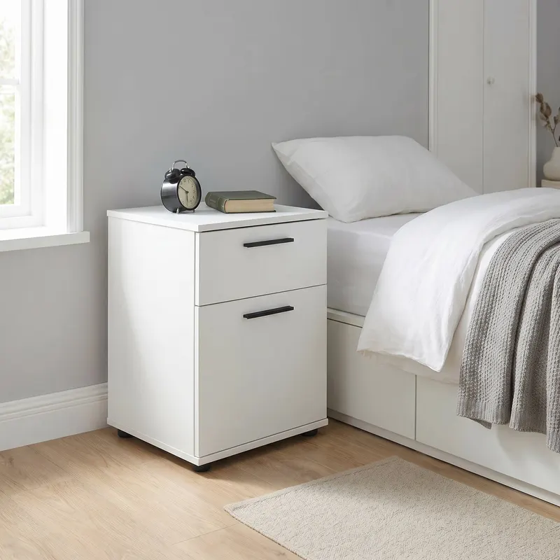 Noptiera KMD-611-BB-1 Home Collection® White, 2 sertare, Usa reversibila, Alb, 40x57x41 cm - Alb