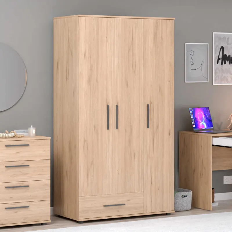 Dulap Haine GRD-631-BB-2 Home Collection® Trendline, 3 usi, 1 sertar, Alb - Stejar, 103x187x52 cm - Stejar