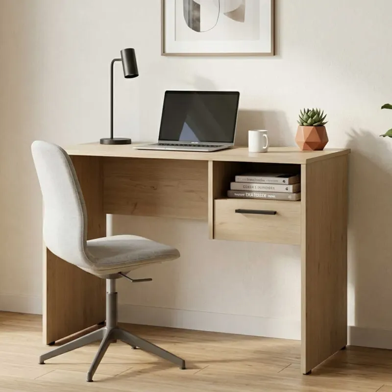 Birou CMS-105-BB-1 Home Collection®, cu sertar si raft, Alb - Stejar, 90x52x75 cm - Stejar