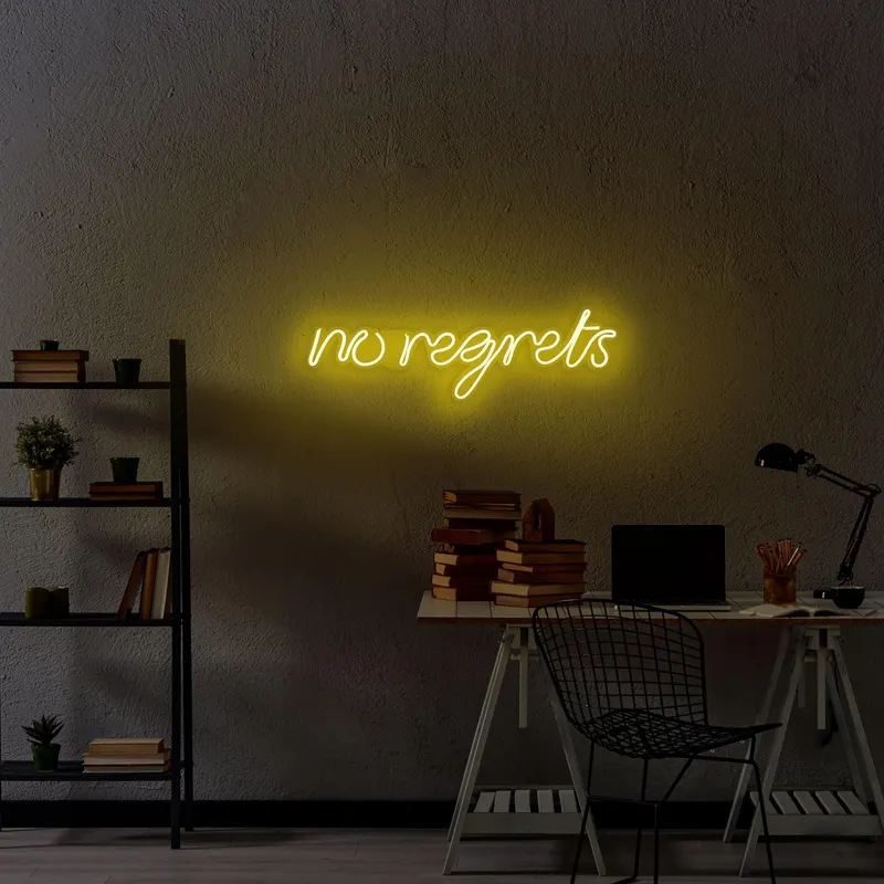 Aplica de Perete Neon No Regrets, 52x16 cm - Galben