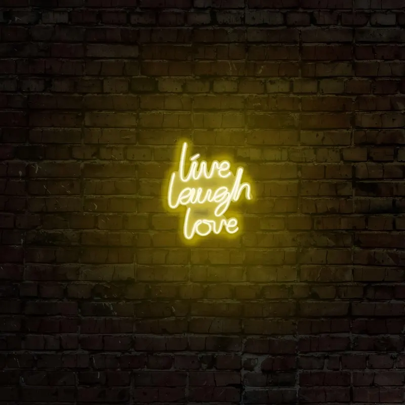Aplica de Perete Neon Live Laugh Love, 31x36 cm - Galben