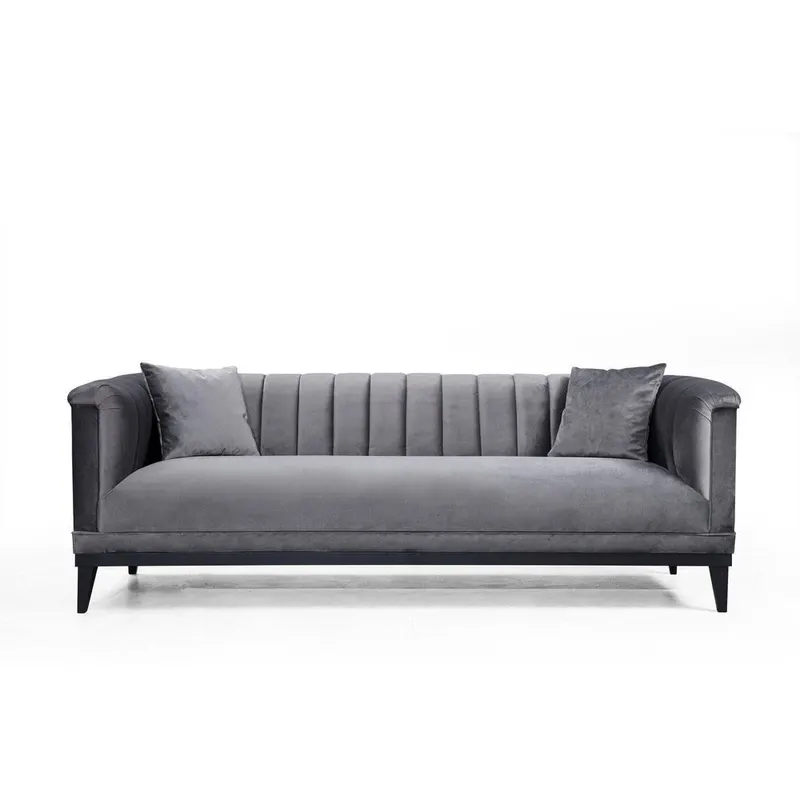 Canapea Fixa cu 3 Locuri Trendy, Gri Inchis, 225x89x79 cm - Gri