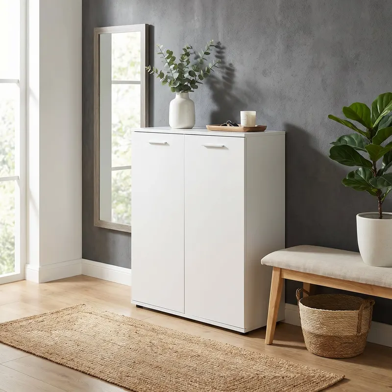 Pantofar ADR-520-BB-1 Home Collection® Elegance, 2 usi, 5 rafturi, capacitate 24 perechi incaltaminte, Alb - Natur, 91x108x35 cm - Alb