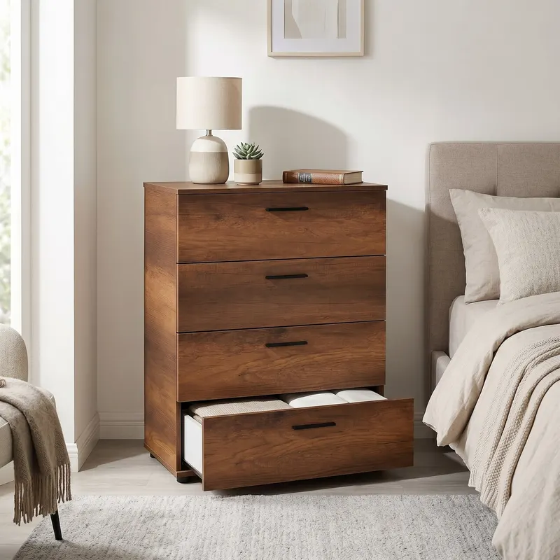 Comoda SFN-540-BB-1 Home Collection® Trendline, 4 sertare, Alb - Nuc, 73x96x44 cm - Nuc