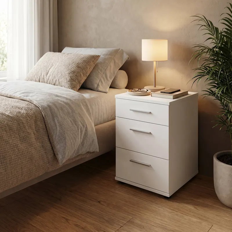 Noptiera KMD-530-BB-1 Home Collection® Trendline, 3 sertare, 40x57x39 cm - Alb