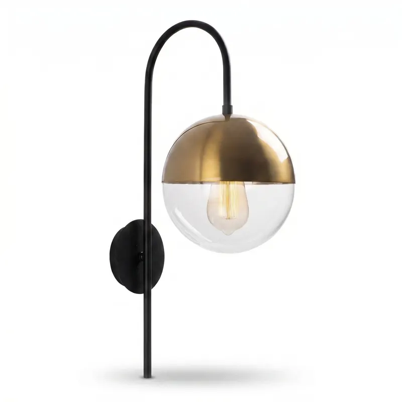 Aplica de perete Sunflux, Negru, 20x20x57 cm - Auriu
