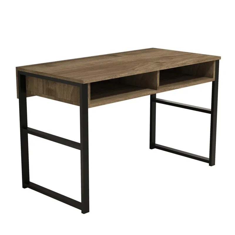 Birou Nove cu 2 Compartimente, Nuc, 120x60x75 cm - Nuc