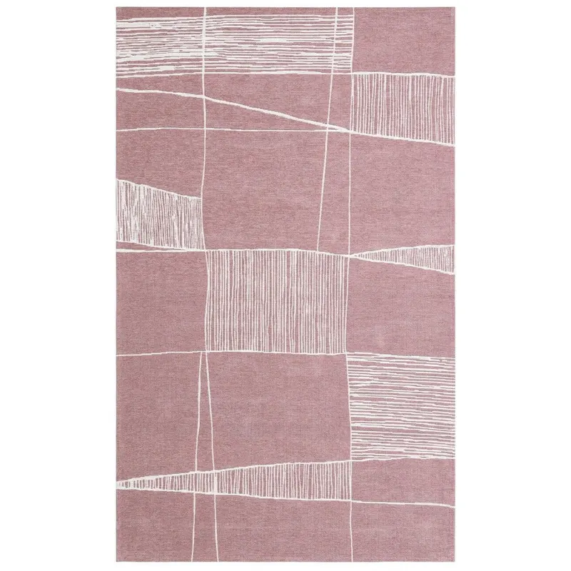 Covor de living / dormitor Maze Home Palma, Roz - Alb, 135x200 cm - Multicolor / Roz